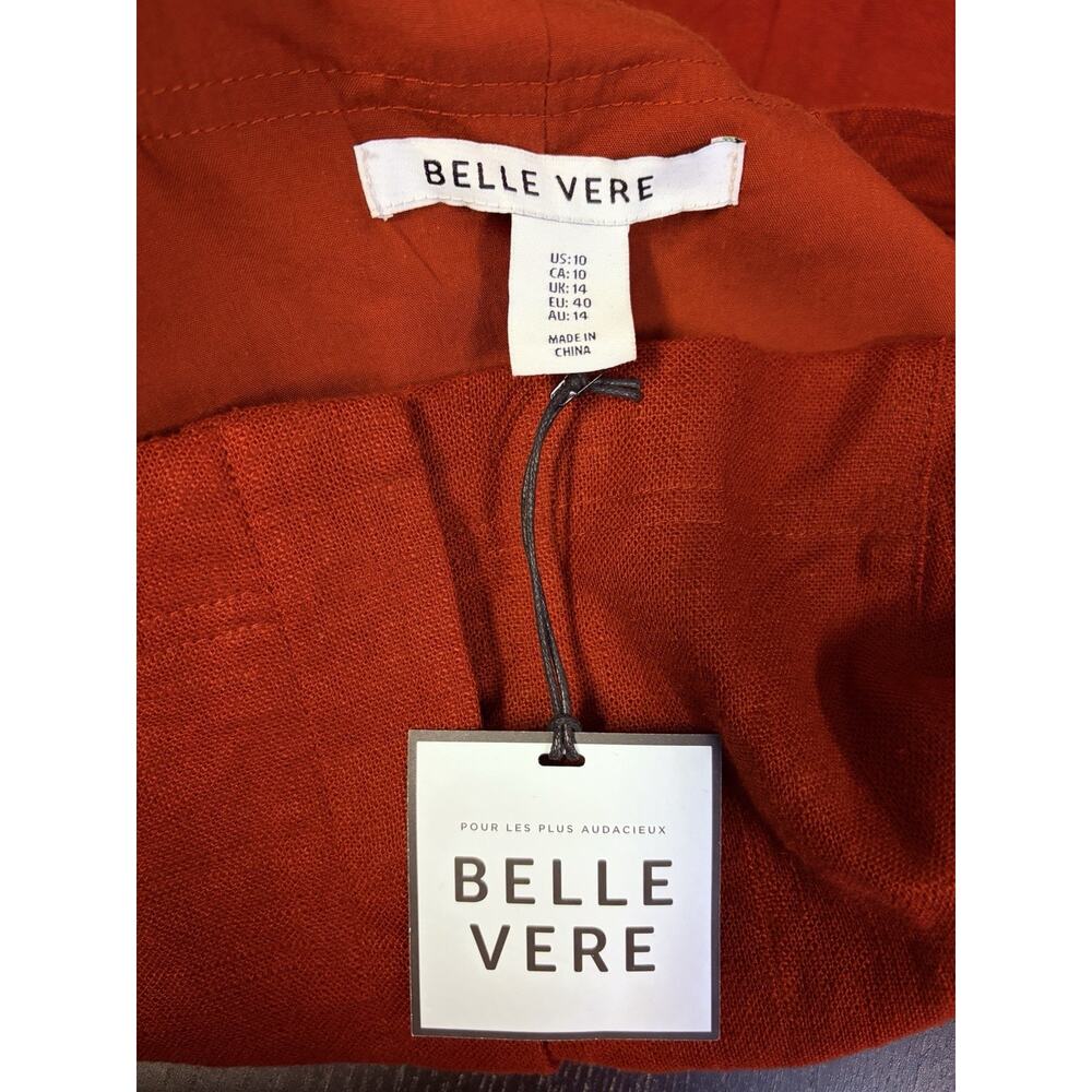 NWT Boho Coastal Linen Blend Belted Romper Rust Utility Safari Pockets Women 10 - Picture 10 of 13